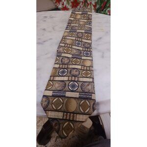 Hardy Amies All Silk Mens Tie Gold & Brown Geometric Design